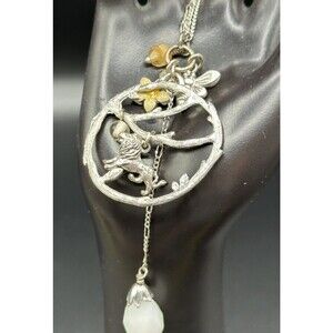 Vintage Bohemian Flair Nature Inspired French Bohm Silver Charm Necklace